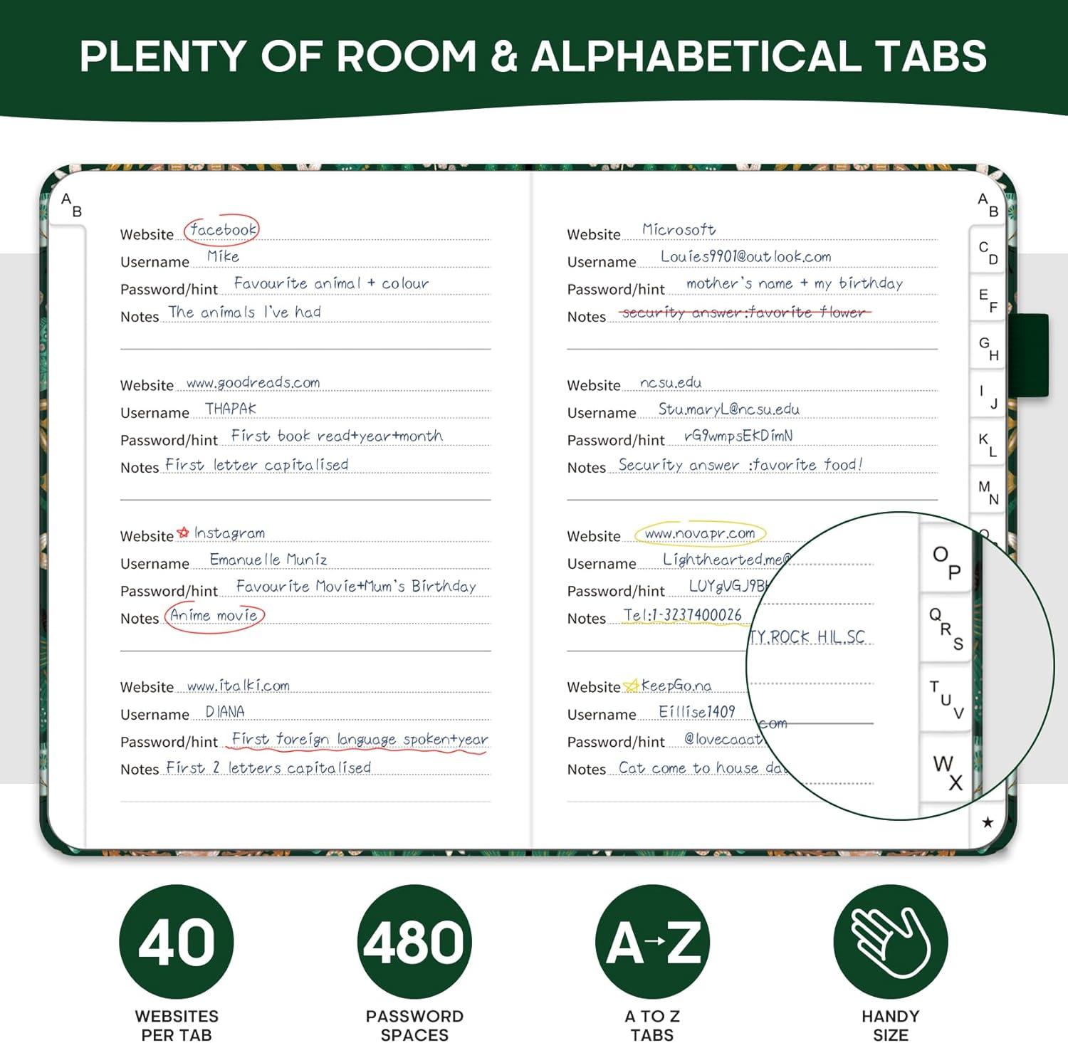 image:imageTaja Password Keeper Book with Alphabetical Tabs Small Password Books for Seniors Password Notebook for Internet Website Address Log in Detail Password Logbook to Help You Stay Organized Rose GoldCButterfly