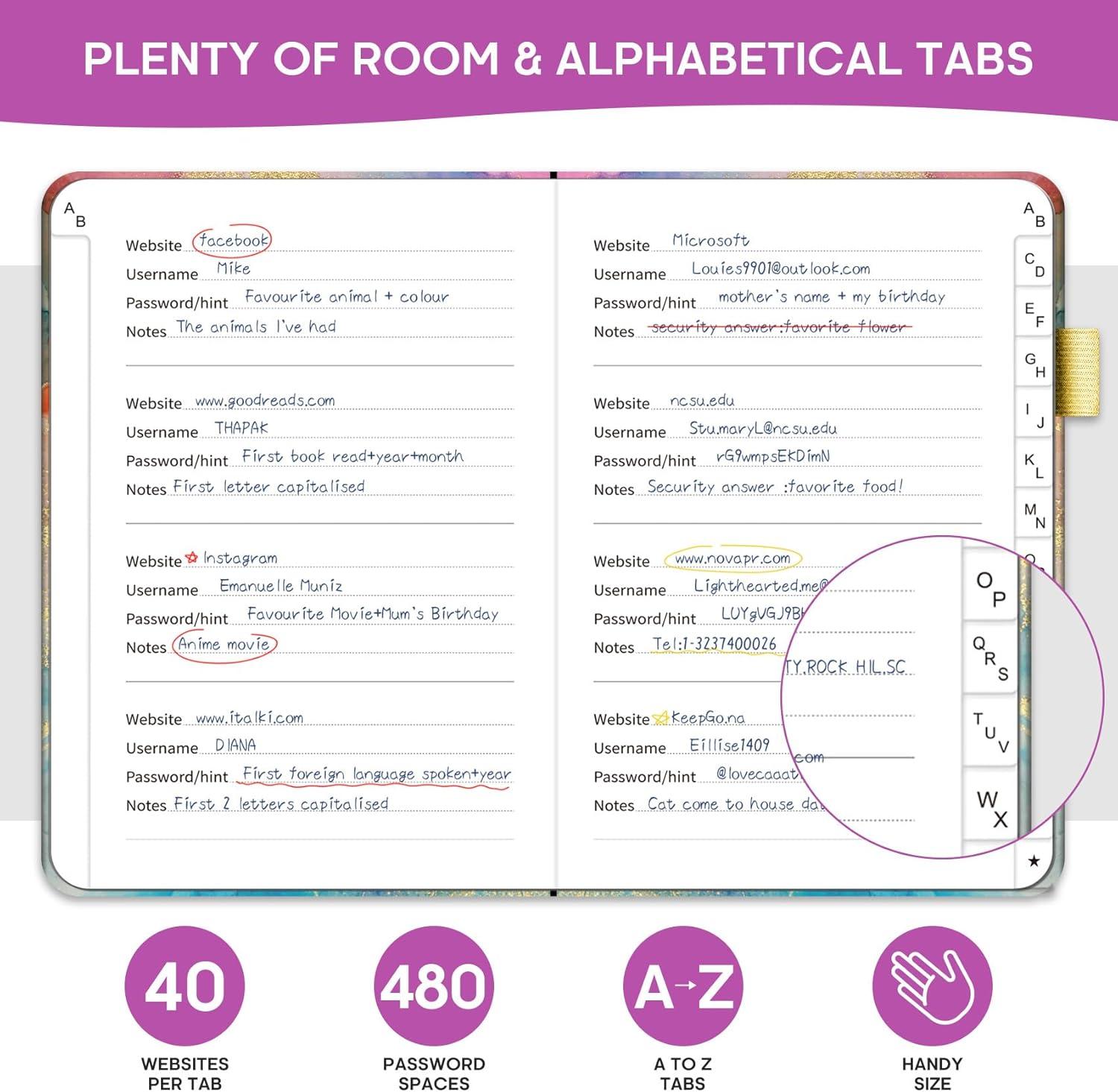 image:imageTaja Password Keeper Book with Alphabetical Tabs Small Password Books for Seniors Password Notebook for Internet Website Address Log in Detail Password Logbook to Help You Stay Organized Rose GoldBColor Splash