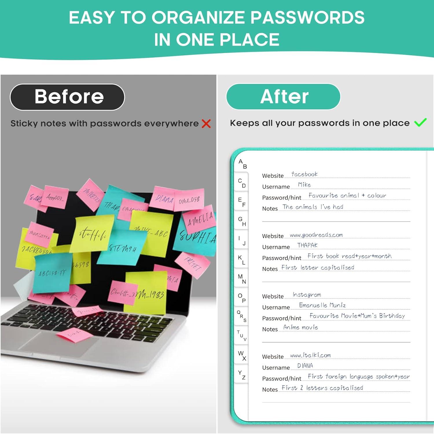 image:imageTaja Password Keeper Book with Alphabetical Tabs Small Password Books for Seniors Password Notebook for Internet Website Address Log in Detail Password Logbook to Help You Stay Organized Rose GoldAAquamarine2