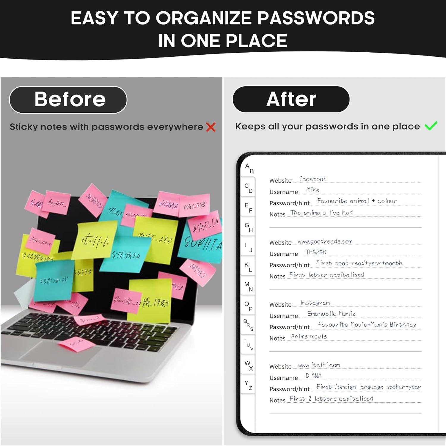image:imageTaja Password Keeper Book with Alphabetical Tabs Small Password Books for Seniors Password Notebook for Internet Website Address Log in Detail Password Logbook to Help You Stay Organized Rose GoldBBlack