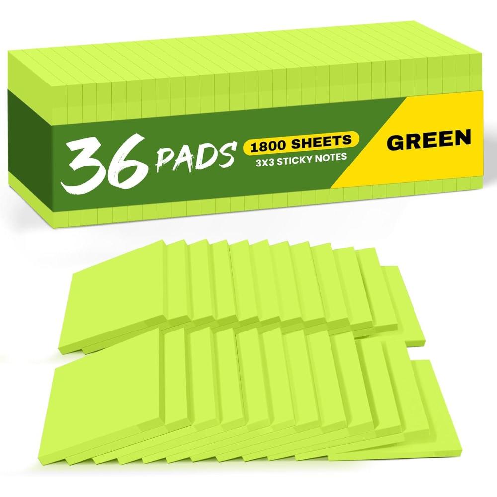image:imageLined Sticky Notes 36 Pads 3x3 Inches SelfStick Note Pads Perfect for Office Study and Daily Life Organization VintageGreen