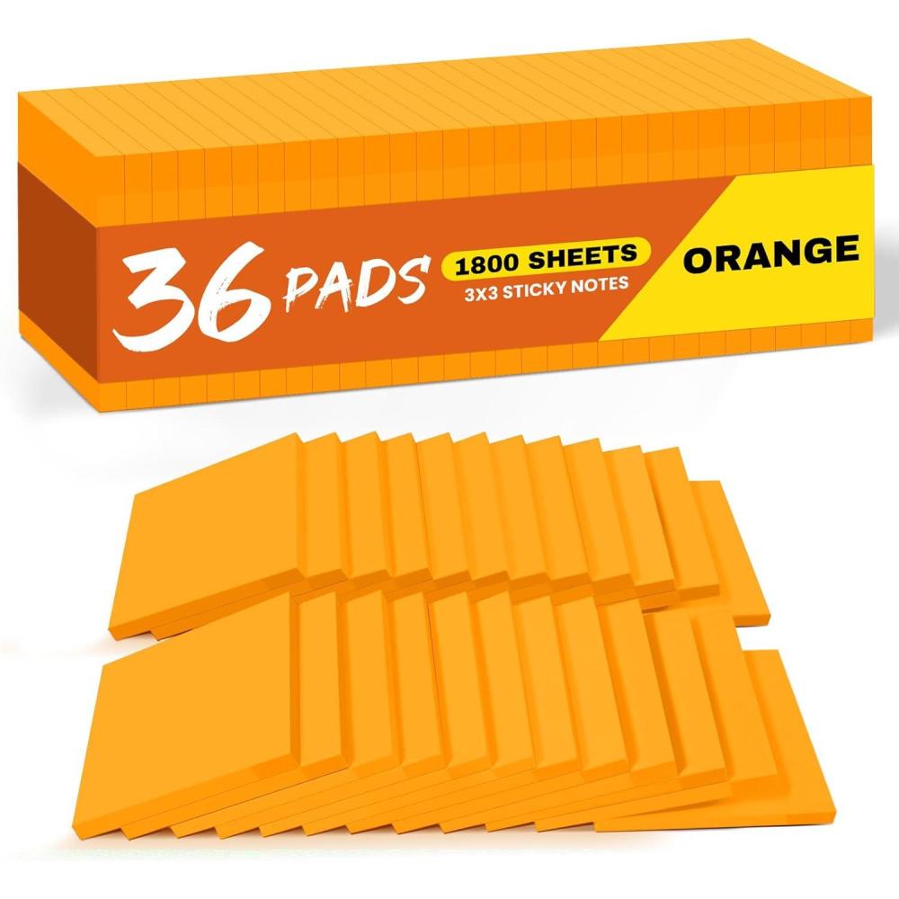 image:imageLined Sticky Notes 36 Pads 3x3 Inches SelfStick Note Pads Perfect for Office Study and Daily Life Organization VintageOrange