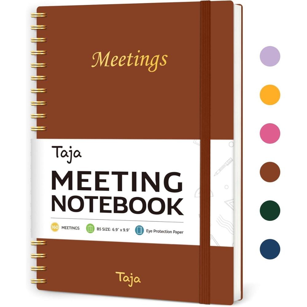 image:imageMeeting Notebook for Work Organization Work Planner Notebook with Action Items Agenda Planner for Note Taking 160 Pages 69 X 99 Project Organizer for Men amp Women Pinkc Rust Brown