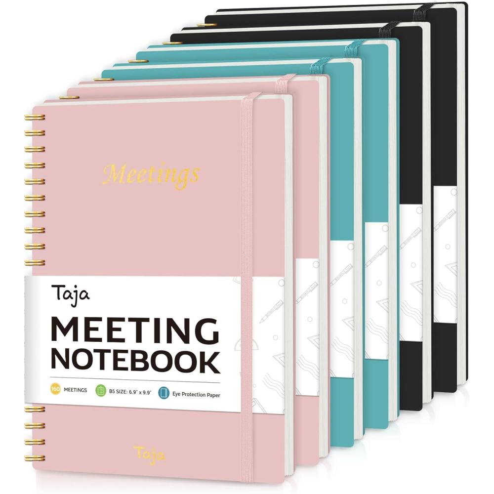 image:imageMeeting Notebook for Work Organization Work Planner Notebook with Action Items Agenda Planner for Note Taking 160 Pages 69 X 99 Project Organizer for Men amp Women Pinkz Multi