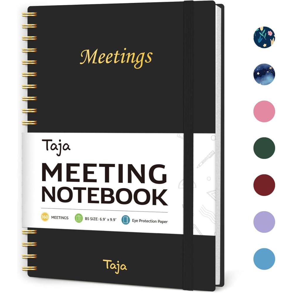 image:imageMeeting Notebook for Work Organization Work Planner Notebook with Action Items Agenda Planner for Note Taking 160 Pages 69 X 99 Project Organizer for Men amp Women PinkbBlack