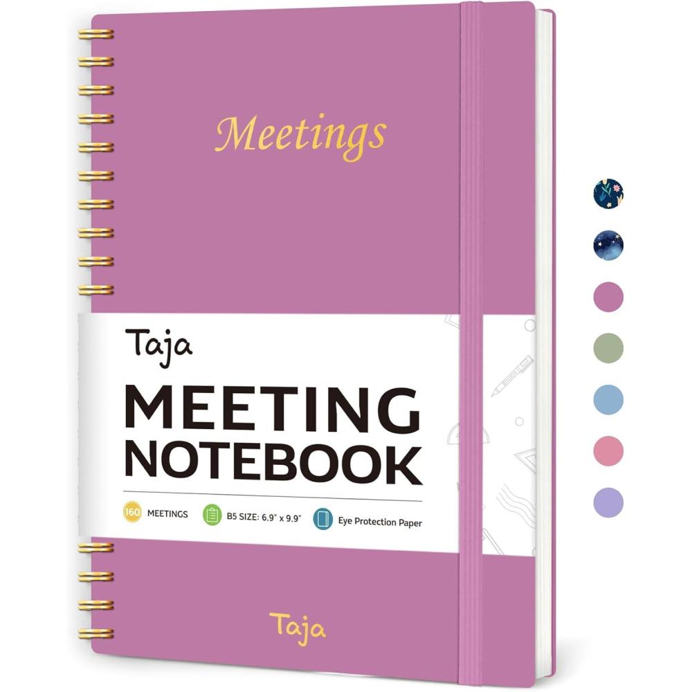 image:imageMeeting Notebook for Work Organization Work Planner Notebook with Action Items Agenda Planner for Note Taking 160 Pages 69 X 99 Project Organizer for Men amp Women PinkdPurple