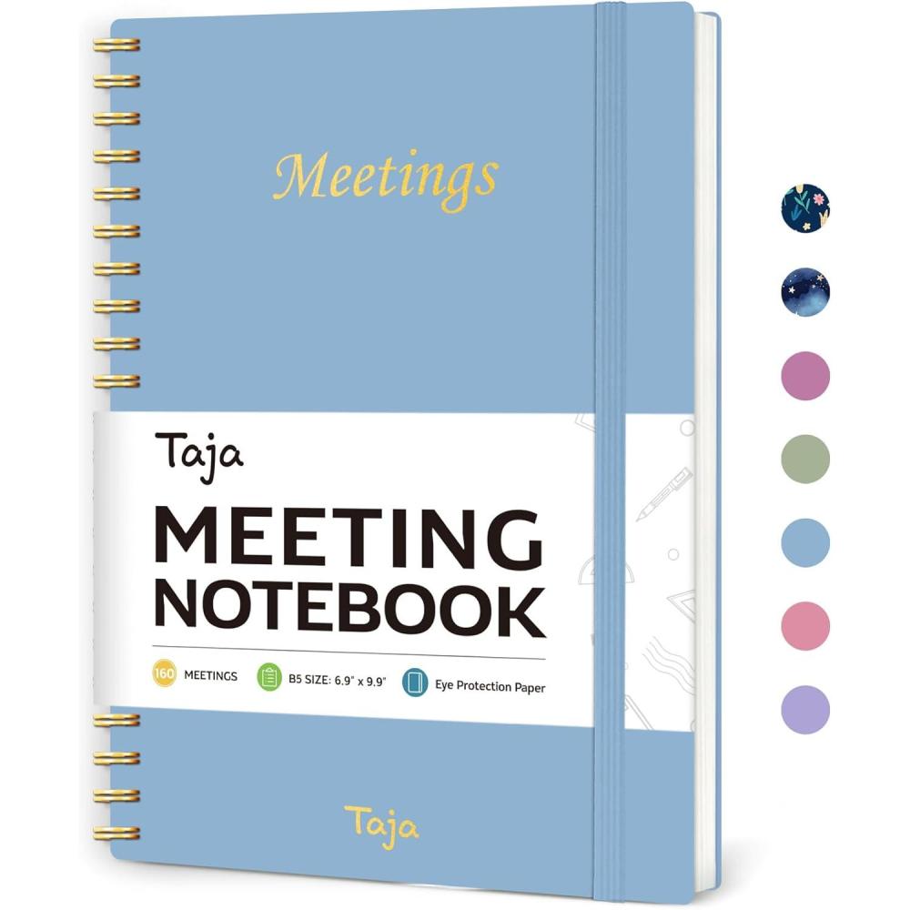image:imageMeeting Notebook for Work Organization Work Planner Notebook with Action Items Agenda Planner for Note Taking 160 Pages 69 X 99 Project Organizer for Men amp Women PinkeSky Blue