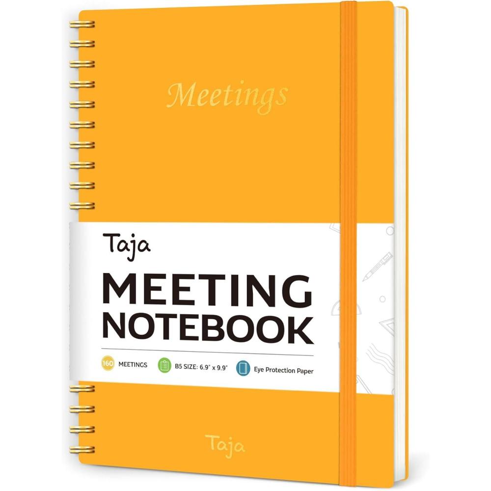 image:imageMeeting Notebook for Work Organization Work Planner Notebook with Action Items Agenda Planner for Note Taking 160 Pages 69 X 99 Project Organizer for Men amp Women PinkhYellow