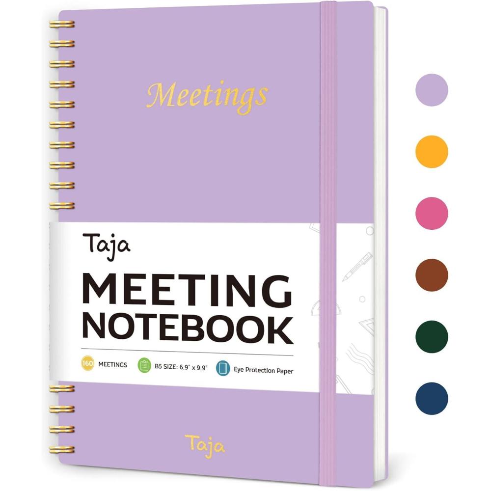 image:imageMeeting Notebook for Work Organization Work Planner Notebook with Action Items Agenda Planner for Note Taking 160 Pages 69 X 99 Project Organizer for Men amp Women Pinkm Lavender