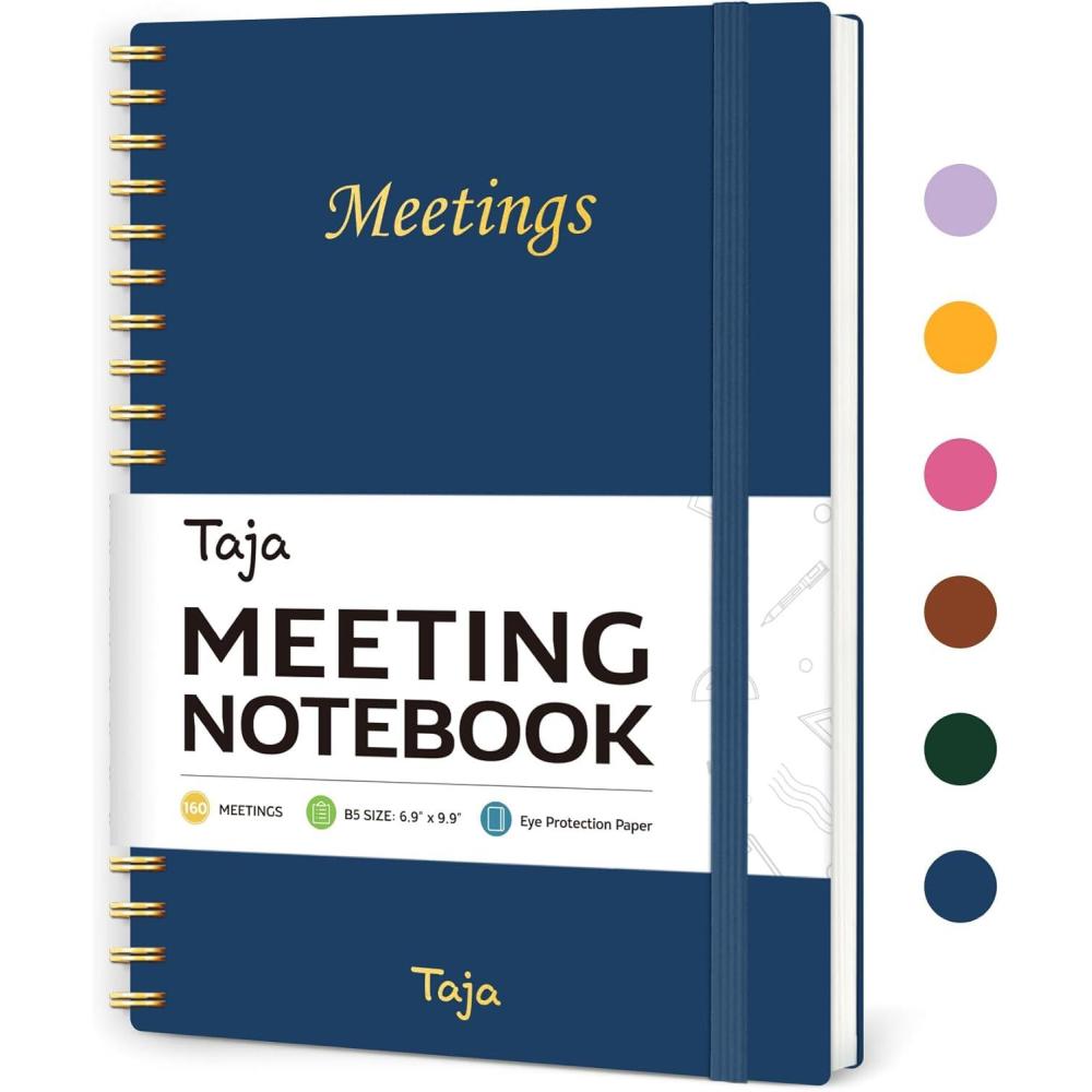 image:imageMeeting Notebook for Work Organization Work Planner Notebook with Action Items Agenda Planner for Note Taking 160 Pages 69 X 99 Project Organizer for Men amp Women Pinkm Navy Blue