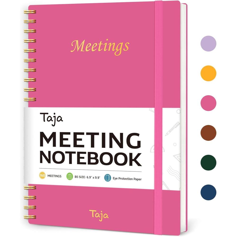image:imageMeeting Notebook for Work Organization Work Planner Notebook with Action Items Agenda Planner for Note Taking 160 Pages 69 X 99 Project Organizer for Men amp Women Pinki Berry Pink