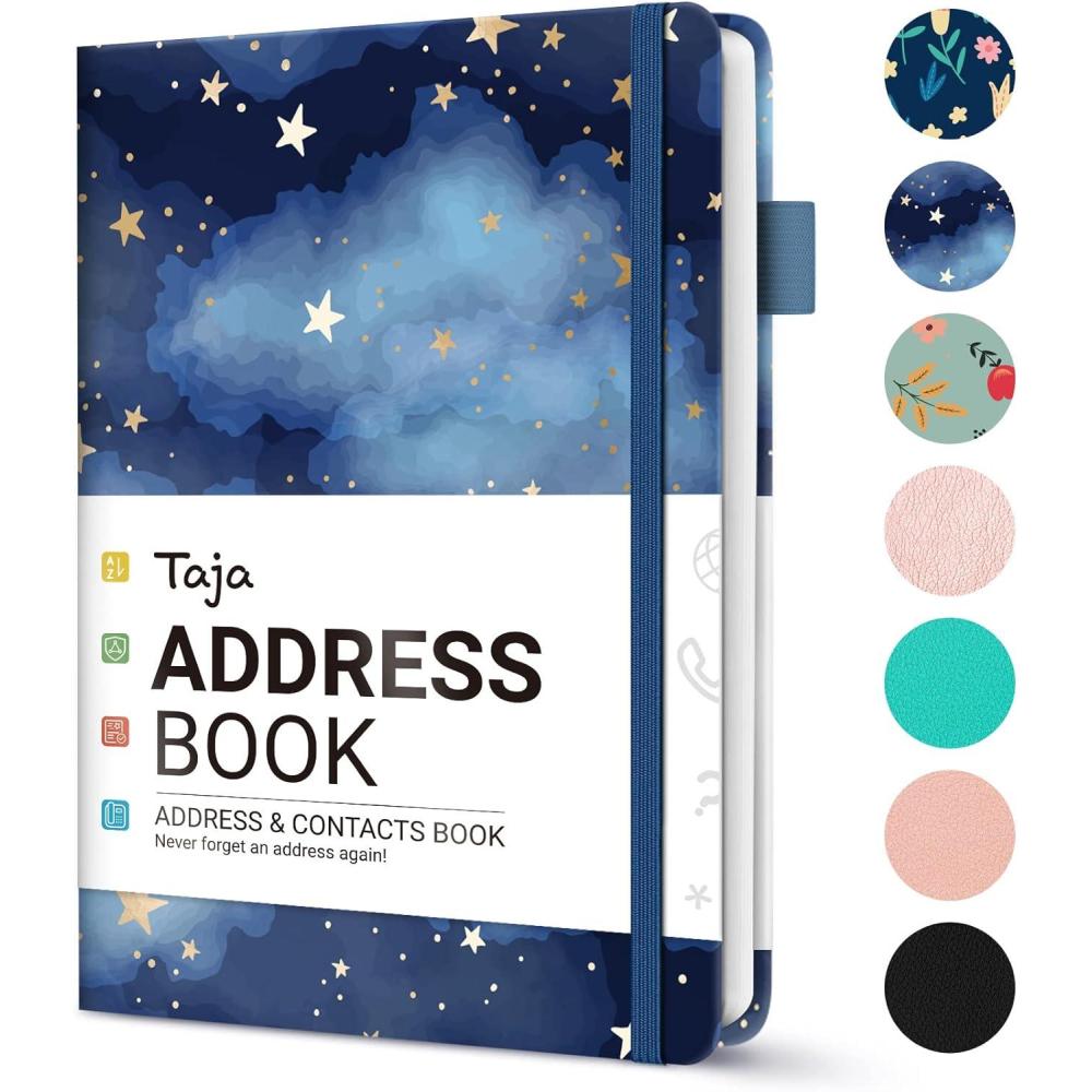 image:imageTaja Address Book with Alphabetical TabsHardcover Address Book Large Print for Record Contacts Small Address Book to Store All Your Important Informations in One Place AquamarineCYou Are My Star