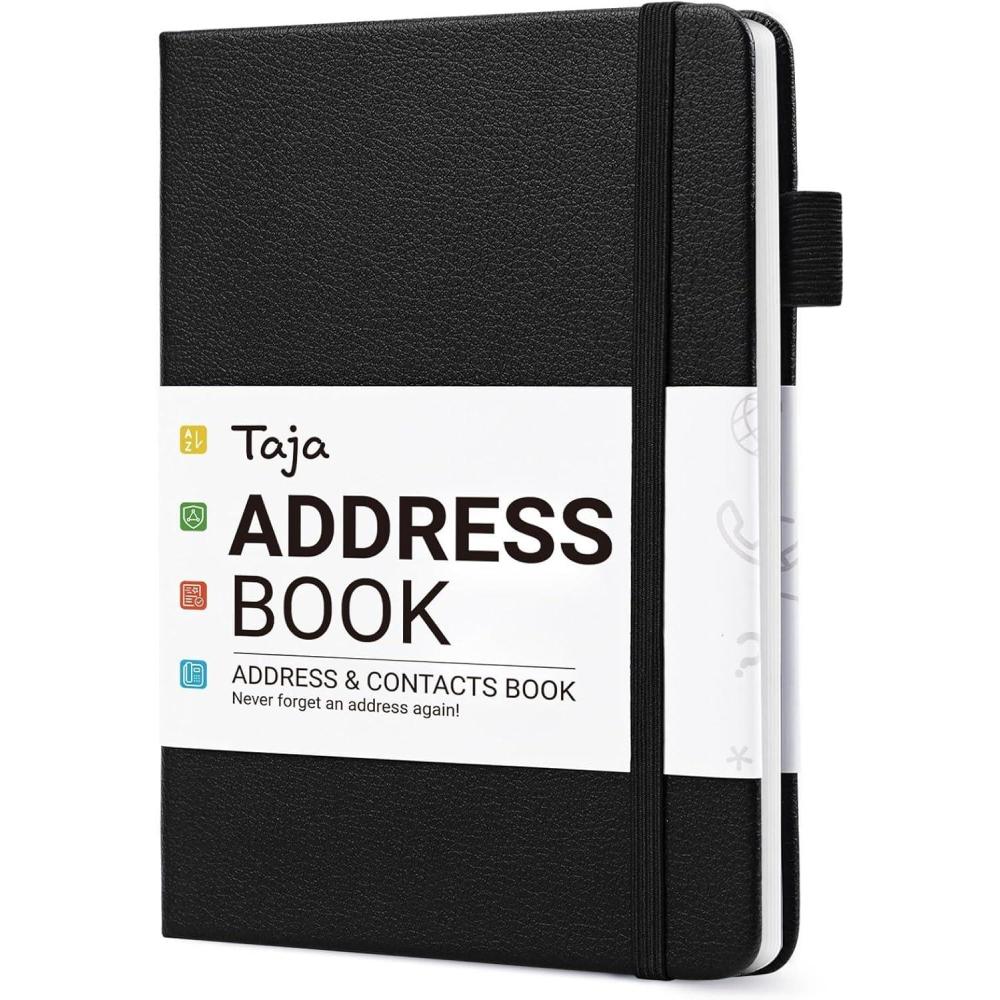 image:imageTaja Address Book with Alphabetical TabsHardcover Address Book Large Print for Record Contacts Small Address Book to Store All Your Important Informations in One Place AquamarineBBlack
