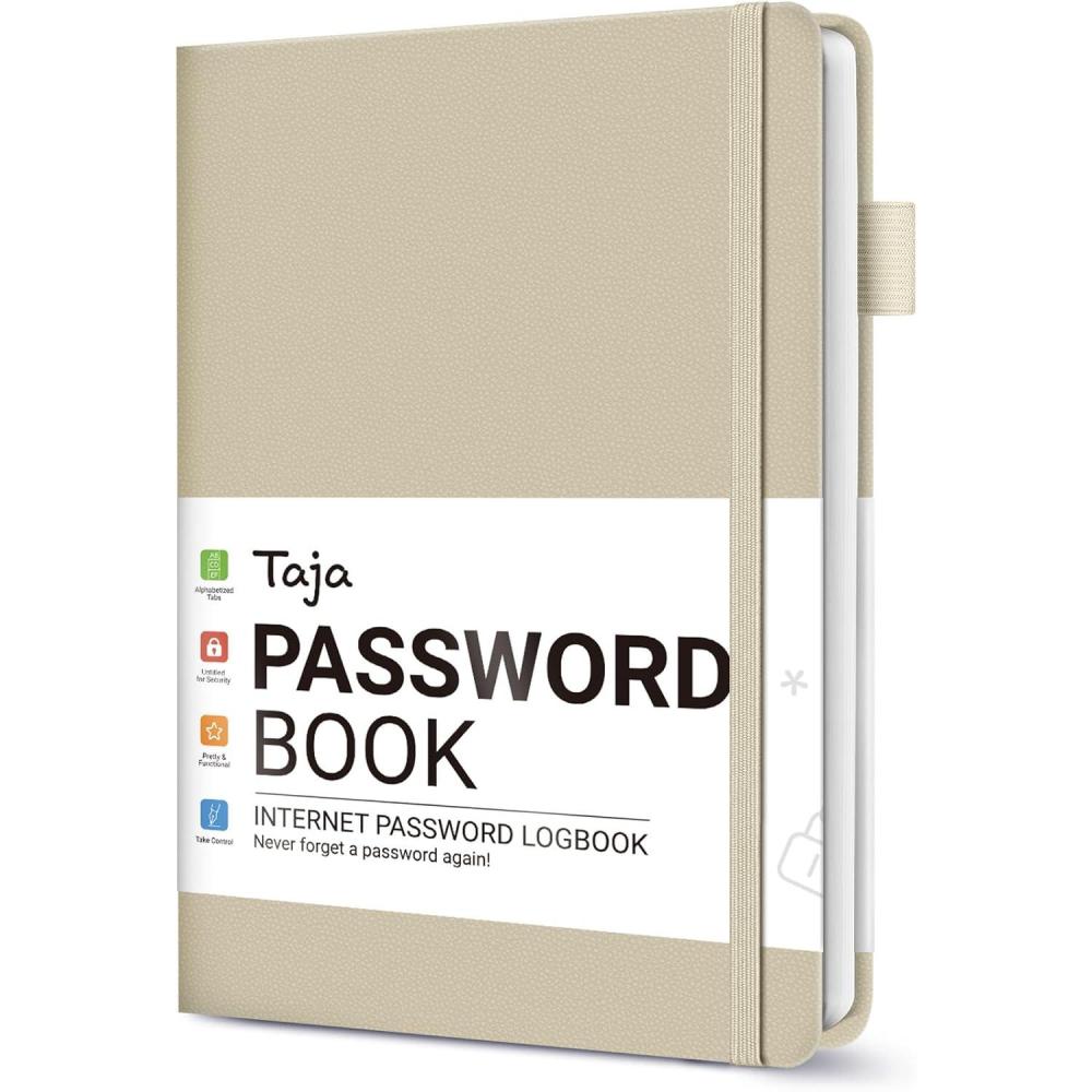 image:imageTaja Password Keeper Book with Alphabetical Tabs Small Password Books for Seniors Password Notebook for Internet Website Address Log in Detail Password Logbook to Help You Stay Organized Rose GoldABeige