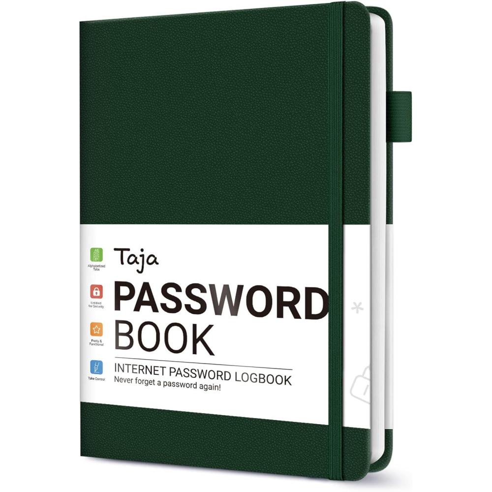 image:imageTaja Password Keeper Book with Alphabetical Tabs Small Password Books for Seniors Password Notebook for Internet Website Address Log in Detail Password Logbook to Help You Stay Organized Rose GoldADark Green