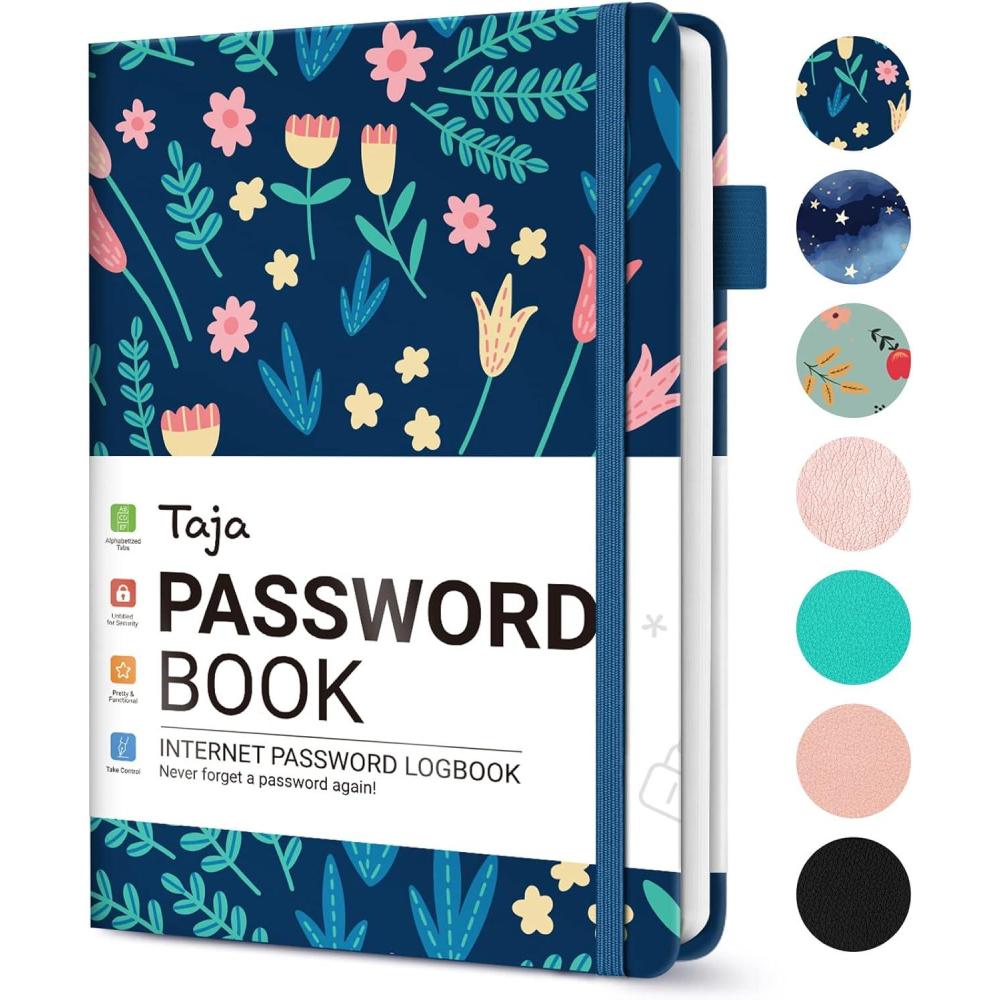 image:imageTaja Password Keeper Book with Alphabetical Tabs Small Password Books for Seniors Password Notebook for Internet Website Address Log in Detail Password Logbook to Help You Stay Organized Rose GoldBSpring Flowers