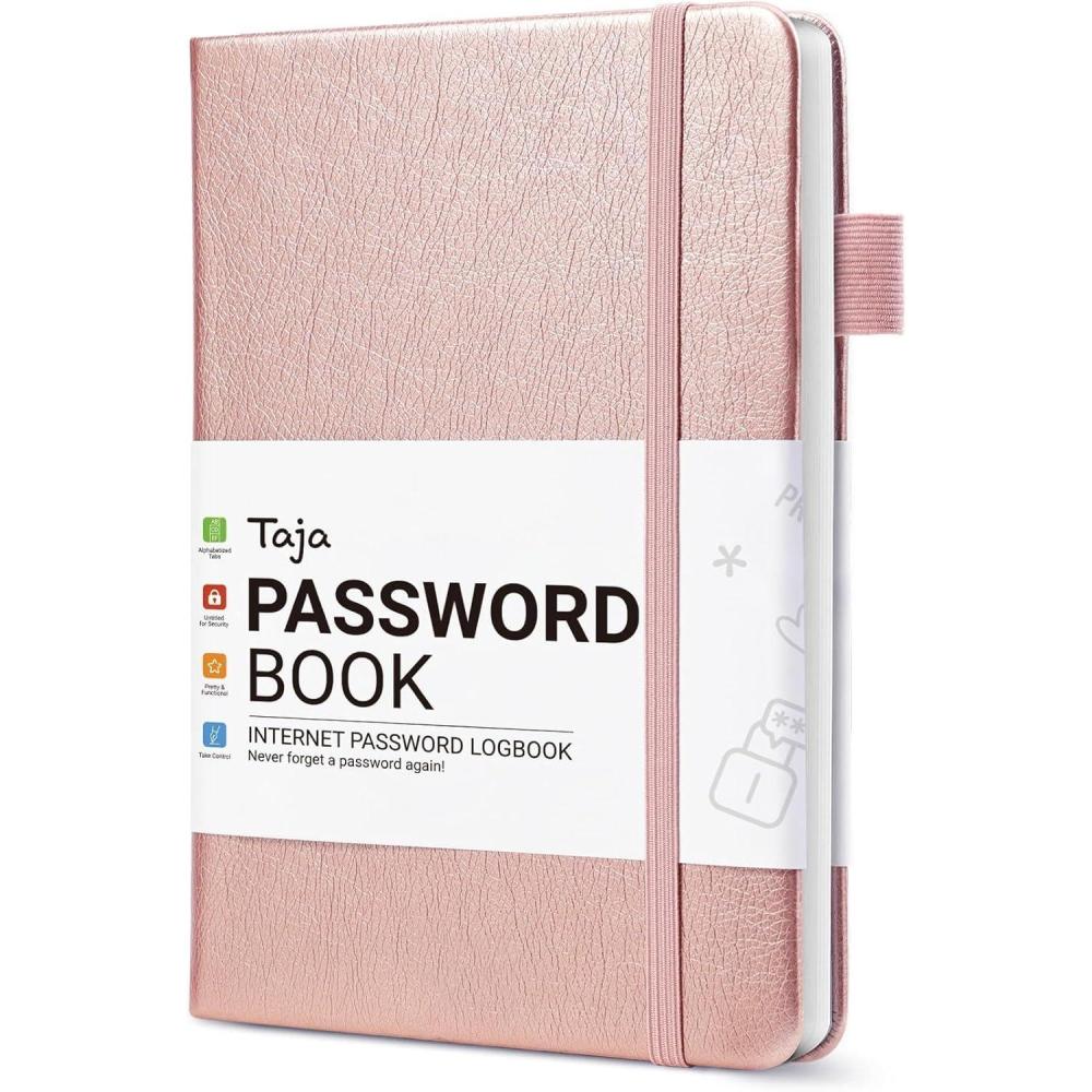 image:imageTaja Password Keeper Book with Alphabetical Tabs Small Password Books for Seniors Password Notebook for Internet Website Address Log in Detail Password Logbook to Help You Stay Organized Rose GoldARose Gold