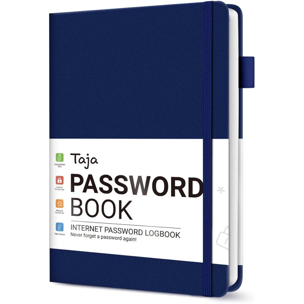image:imageTaja Password Keeper Book with Alphabetical Tabs Small Password Books for Seniors Password Notebook for Internet Website Address Log in Detail Password Logbook to Help You Stay Organized Rose GoldCCobalt