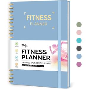 image:imageFitness Workout Journal for Women amp Men A555 x 85 Workout Log Book Planner for Tracking Progress and Achieving Your Wellness GoalsLavenderkSky Blue
