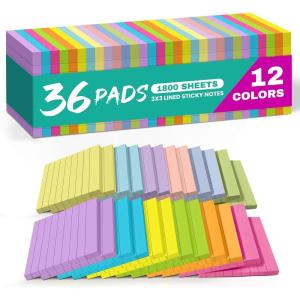 image:imageLined Sticky Notes 36 Pads 3x3 Inches SelfStick Note Pads Perfect for Office Study and Daily Life Organization  VintageBrightlined