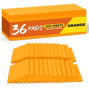 image:imageLined Sticky Notes 36 Pads 3x3 Inches SelfStick Note Pads Perfect for Office Study and Daily Life Organization  VintageOrange