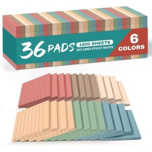 image:imageLined Sticky Notes 36 Pads 3x3 Inches SelfStick Note Pads Perfect for Office Study and Daily Life Organization  VintageVingtagelined