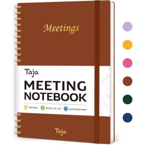 image:imageMeeting Notebook for Work Organization  Work Planner Notebook with Action Items Agenda Planner for Note Taking 160 Pages 69 X 99 Project Organizer for Men amp Women  Pinkc Rust Brown