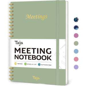 image:imageMeeting Notebook for Work Organization  Work Planner Notebook with Action Items Agenda Planner for Note Taking 160 Pages 69 X 99 Project Organizer for Men amp Women  PinknGreen