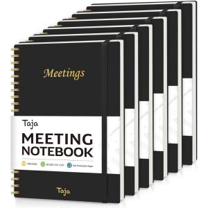 image:imageMeeting Notebook for Work Organization  Work Planner Notebook with Action Items Agenda Planner for Note Taking 160 Pages 69 X 99 Project Organizer for Men amp Women  PinkcBlack