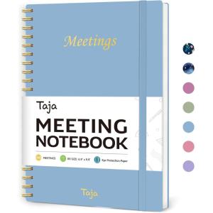 image:imageMeeting Notebook for Work Organization  Work Planner Notebook with Action Items Agenda Planner for Note Taking 160 Pages 69 X 99 Project Organizer for Men amp Women  PinkeSky Blue