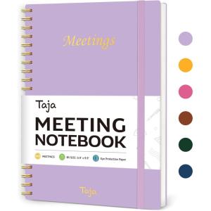 image:imageMeeting Notebook for Work Organization  Work Planner Notebook with Action Items Agenda Planner for Note Taking 160 Pages 69 X 99 Project Organizer for Men amp Women  Pinkm Lavender