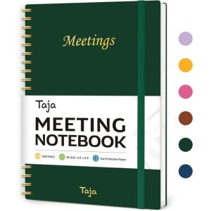 image:imageMeeting Notebook for Work Organization  Work Planner Notebook with Action Items Agenda Planner for Note Taking 160 Pages 69 X 99 Project Organizer for Men amp Women  Pinkg Dark Green