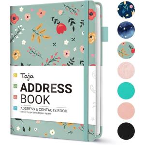 image:imageTaja Address Book with Alphabetical TabsHardcover Address Book Large Print for Record Contacts Small Address Book to Store All Your Important Informations in One Place  AquamarineBLittle Fortune