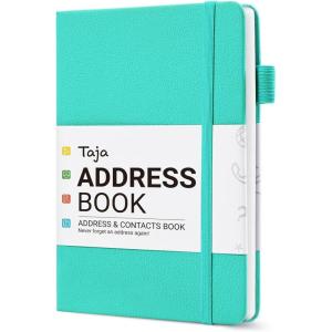 image:imageTaja Address Book with Alphabetical TabsHardcover Address Book Large Print for Record Contacts Small Address Book to Store All Your Important Informations in One Place  AquamarineAAquamarine