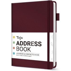 image:imageTaja Address Book with Alphabetical TabsHardcover Address Book Large Print for Record Contacts Small Address Book to Store All Your Important Informations in One Place  AquamarineCBurgundy