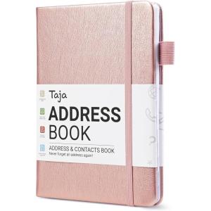 image:imageTaja Address Book with Alphabetical TabsHardcover Address Book Large Print for Record Contacts Small Address Book to Store All Your Important Informations in One Place  AquamarineARose Gold2