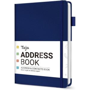 image:imageTaja Address Book with Alphabetical TabsHardcover Address Book Large Print for Record Contacts Small Address Book to Store All Your Important Informations in One Place  AquamarineCCobalt