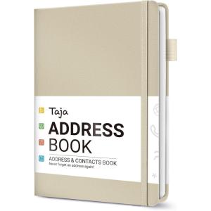 image:imageTaja Address Book with Alphabetical TabsHardcover Address Book Large Print for Record Contacts Small Address Book to Store All Your Important Informations in One Place  AquamarineCBeige