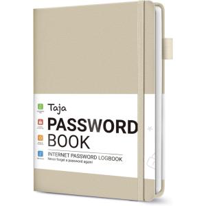 image:imageTaja Password Keeper Book with Alphabetical Tabs Small Password Books for Seniors Password Notebook for Internet Website Address Log in Detail Password Logbook to Help You Stay Organized  Rose GoldABeige
