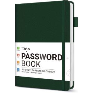 image:imageTaja Password Keeper Book with Alphabetical Tabs Small Password Books for Seniors Password Notebook for Internet Website Address Log in Detail Password Logbook to Help You Stay Organized  Rose GoldADark Green