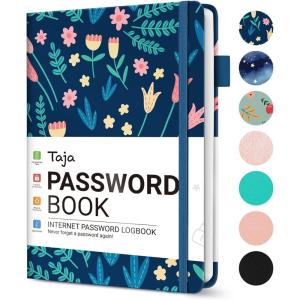 image:imageTaja Password Keeper Book with Alphabetical Tabs Small Password Books for Seniors Password Notebook for Internet Website Address Log in Detail Password Logbook to Help You Stay Organized  Rose GoldBSpring Flowers