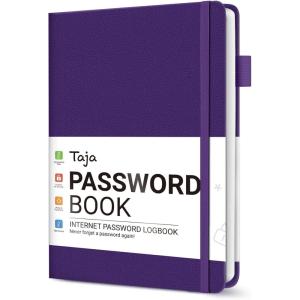 image:imageTaja Password Keeper Book with Alphabetical Tabs Small Password Books for Seniors Password Notebook for Internet Website Address Log in Detail Password Logbook to Help You Stay Organized  Rose GoldCPurple