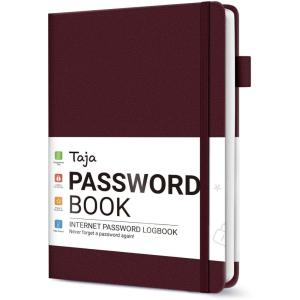 image:imageTaja Password Keeper Book with Alphabetical Tabs Small Password Books for Seniors Password Notebook for Internet Website Address Log in Detail Password Logbook to Help You Stay Organized  Rose GoldEBurgundy
