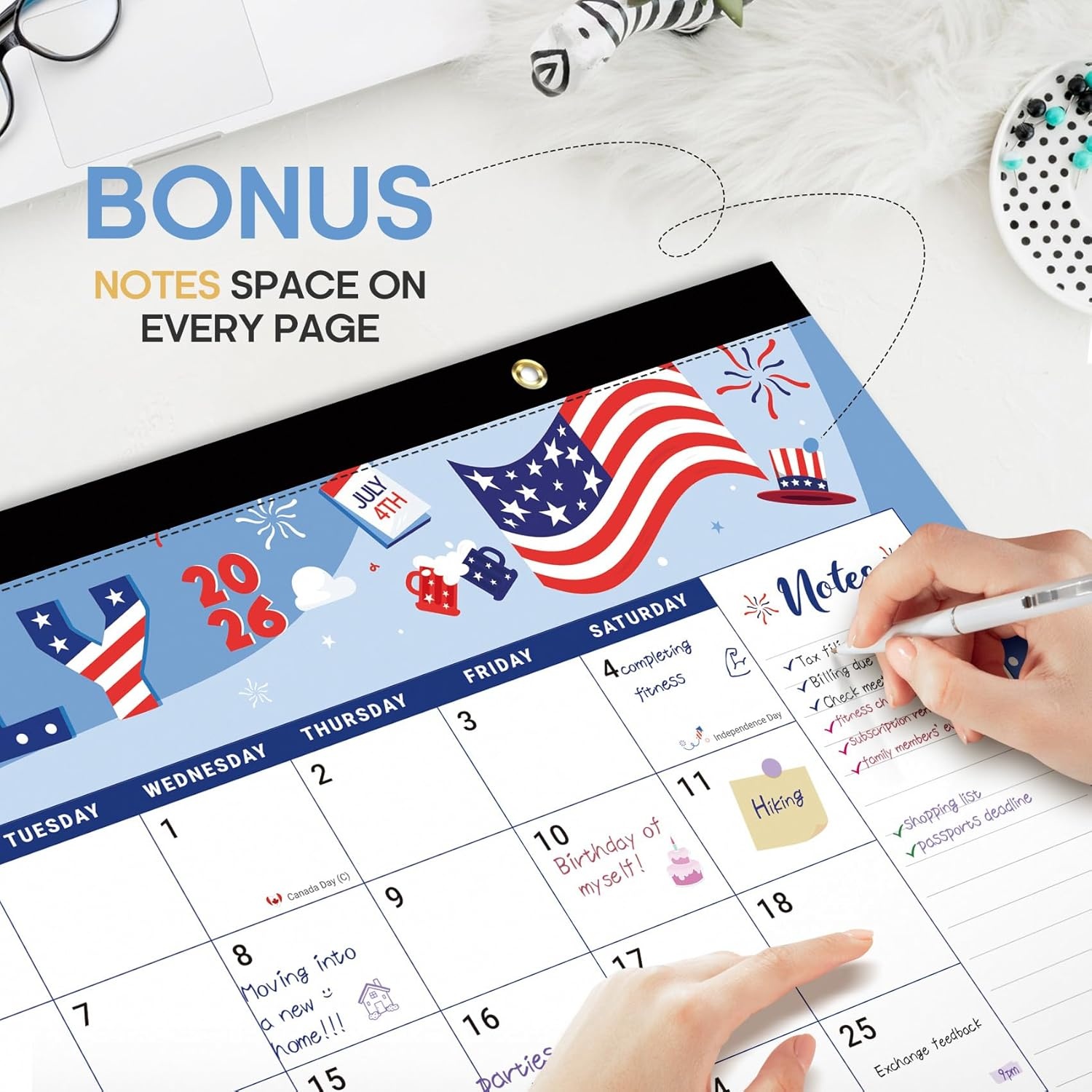 image:imageDesk Calendar 20262027 18Month Calendar Runs from July 2026 to December 2027 Large 17 x 12 Monthly Desktop amp Wall Calendar for Home amp Office FloralcFestival