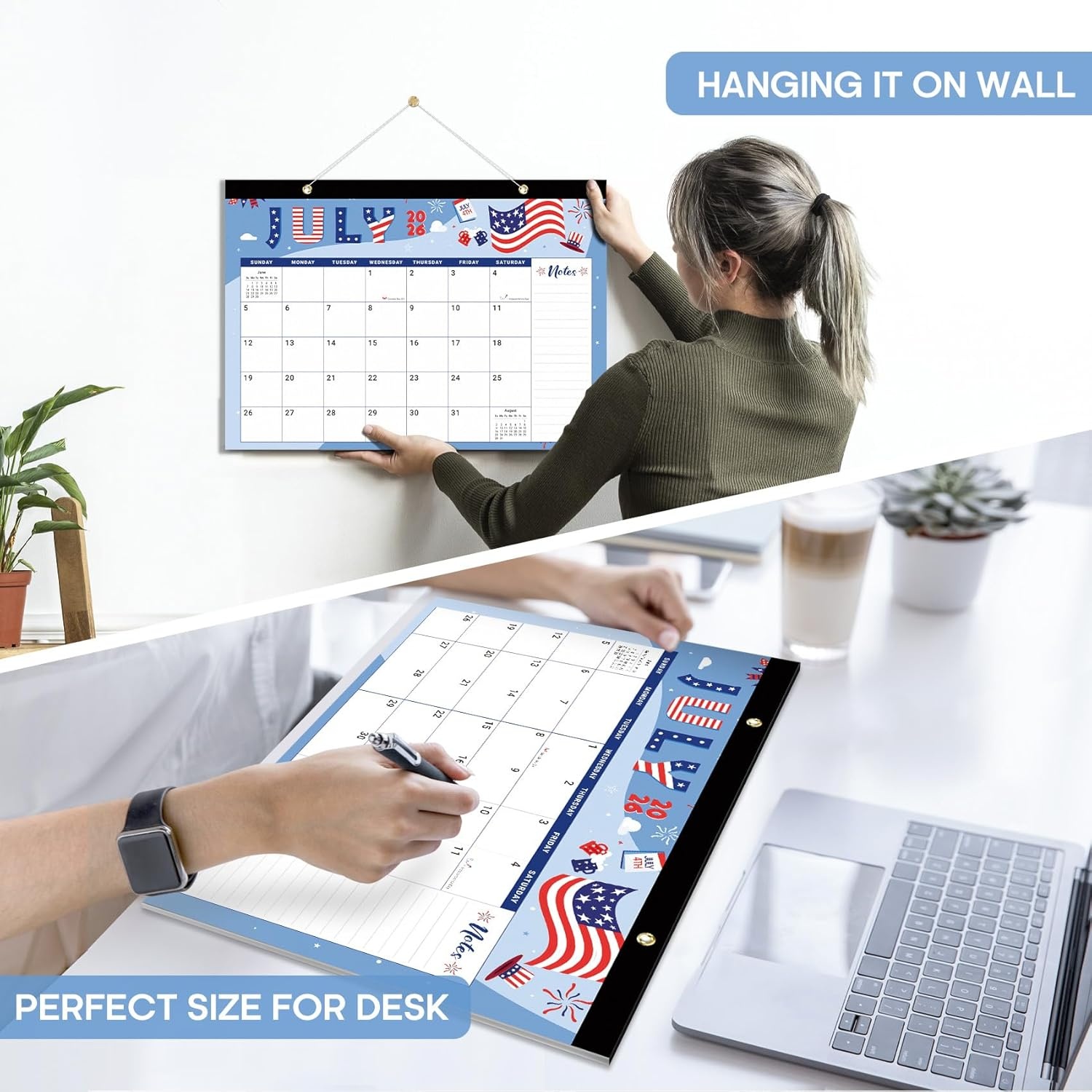 image:imageDesk Calendar 20262027 18Month Calendar Runs from July 2026 to December 2027 Large 17 x 12 Monthly Desktop amp Wall Calendar for Home amp Office FloralcFestival
