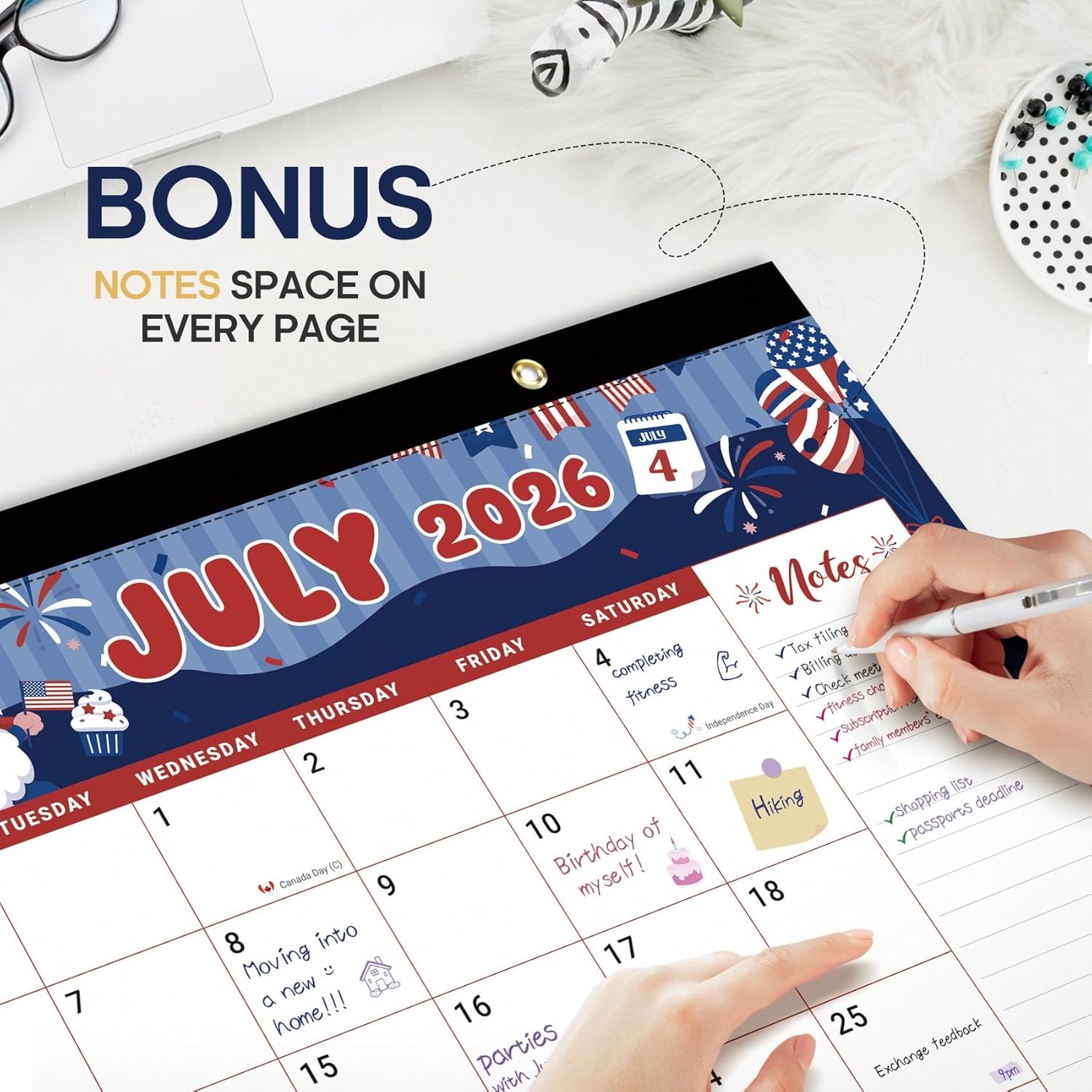 image:imageDesk Calendar 20262027 18Month Calendar Runs from July 2026 to December 2027 Large 17 x 12 Monthly Desktop amp Wall Calendar for Home amp Office FloralfWatercolor Festival