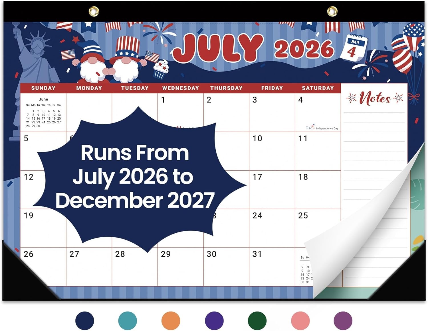 image:imageDesk Calendar 20262027 18Month Calendar Runs from July 2026 to December 2027 Large 17 x 12 Monthly Desktop amp Wall Calendar for Home amp Office FloralfWatercolor Festival
