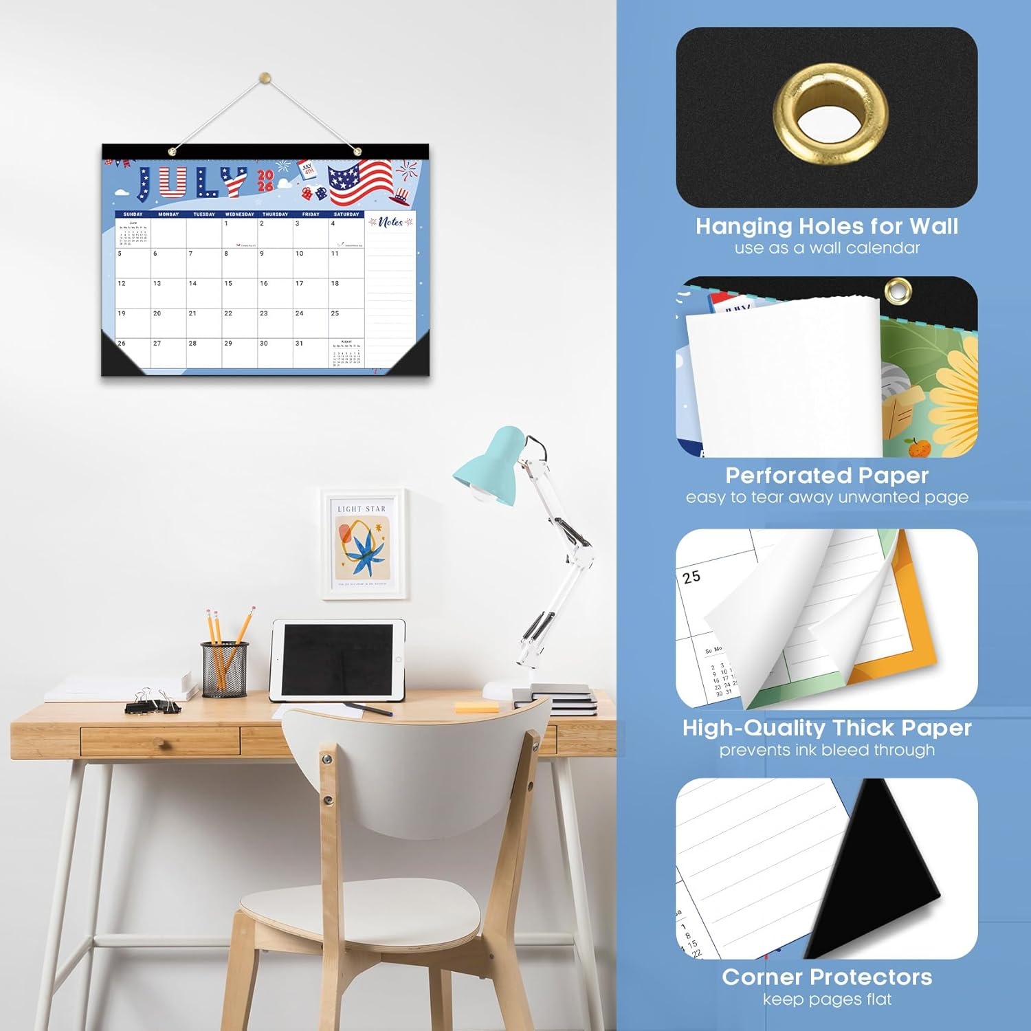 image:imageDesk Calendar 20262027 18Month Calendar Runs from July 2026 to December 2027 Large 17 x 12 Monthly Desktop amp Wall Calendar for Home amp Office FloralcFestival