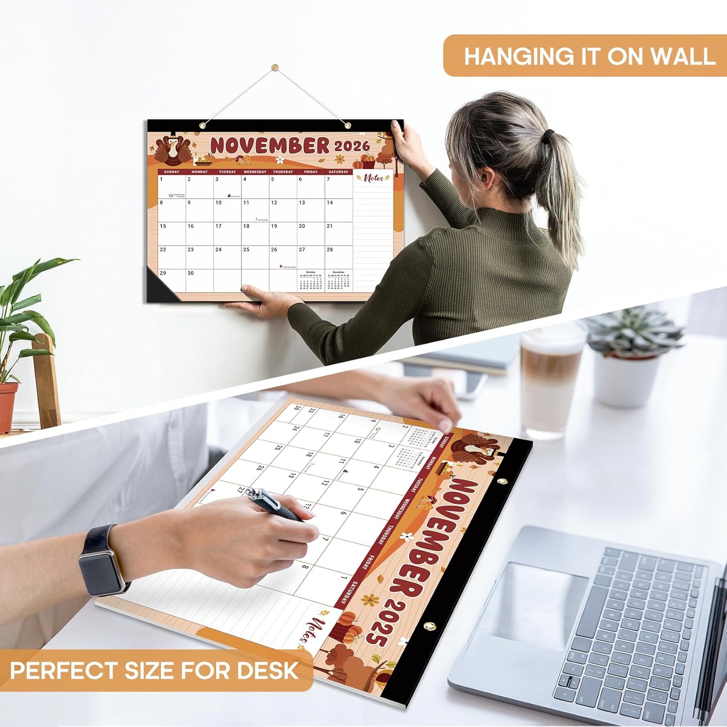 image:imageDesk Calendar 20262027 18Month Calendar Runs from July 2026 to December 2027 Large 17 x 12 Monthly Desktop amp Wall Calendar for Home amp Office FloralqWatercolor Festival3PACK