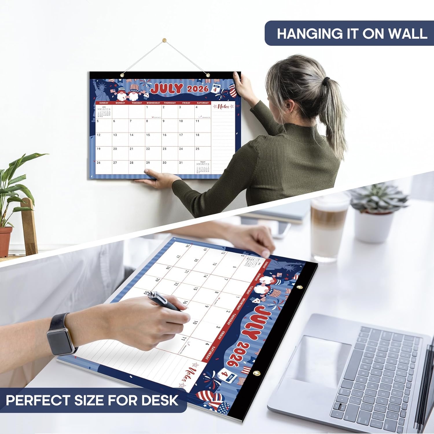 image:imageDesk Calendar 20262027 18Month Calendar Runs from July 2026 to December 2027 Large 17 x 12 Monthly Desktop amp Wall Calendar for Home amp Office FloralfWatercolor Festival